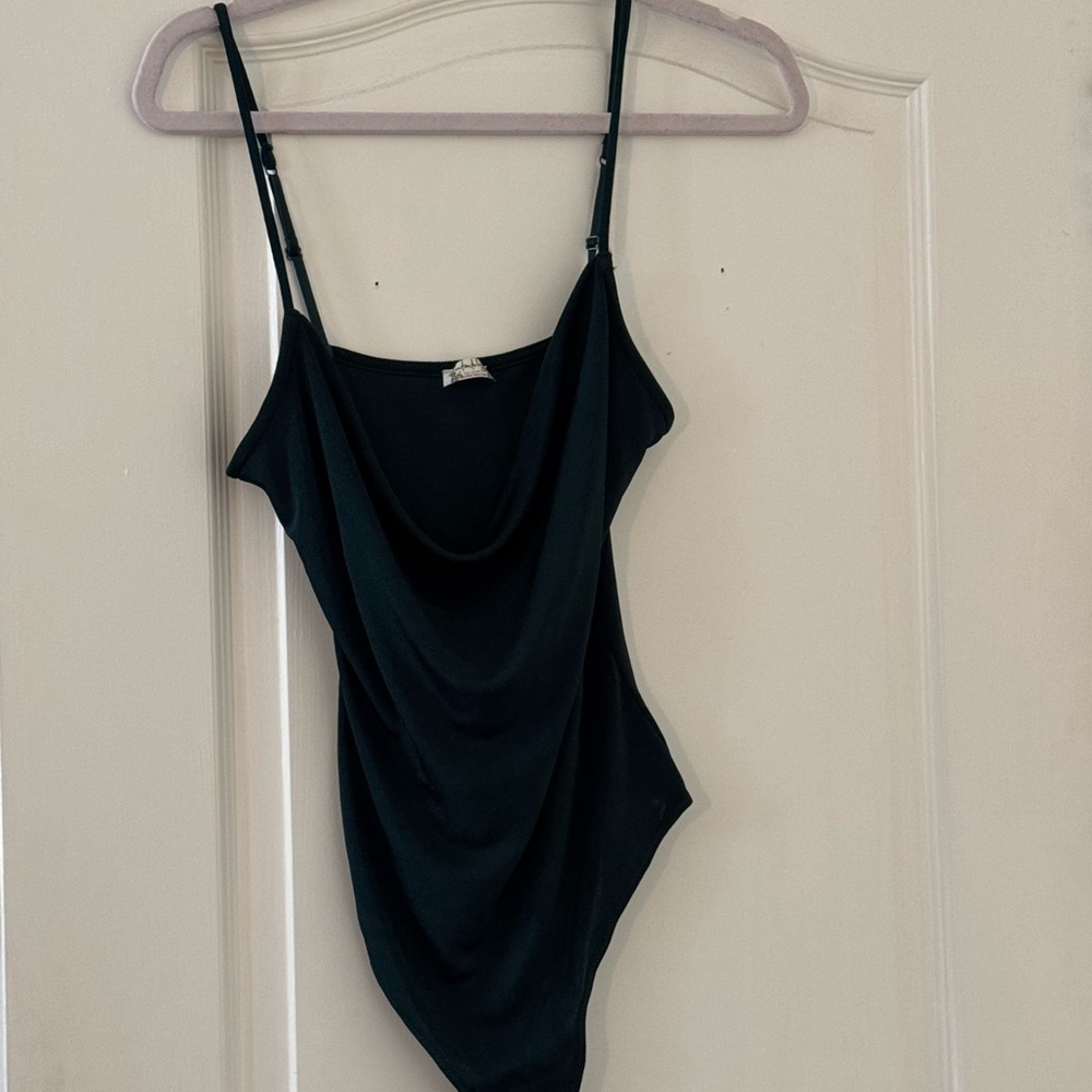 Free People Elegant dark green Draped Bodysuit